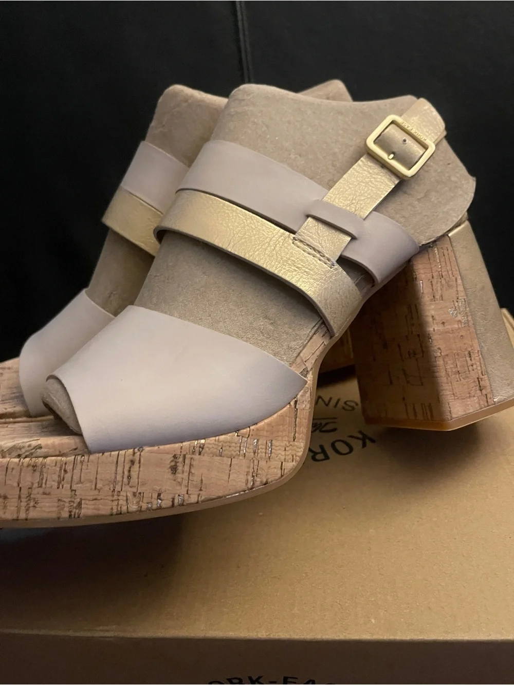 Kork-Ease Women’s Maxi Nude/ Neutral  Gold Combo Platform Sandal Sz 11 NWB